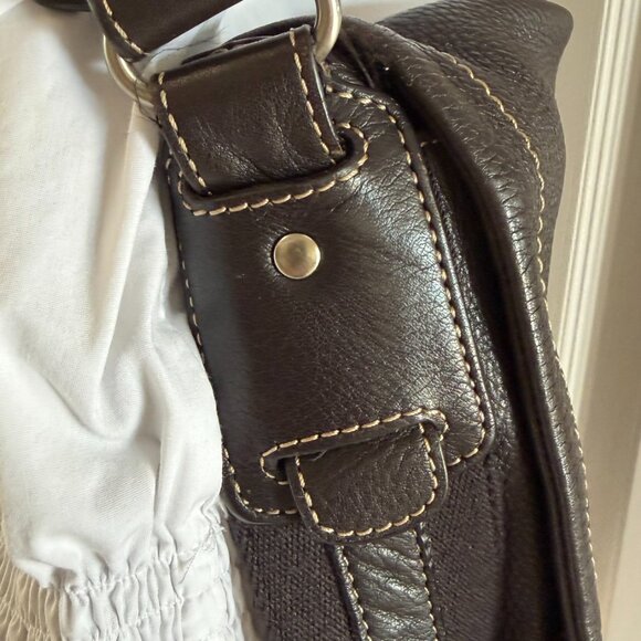 Levenger Fine Leather Messenger Bag 16x13" Plaid Lining Classic Satchel 2000s - Picture 5 of 14